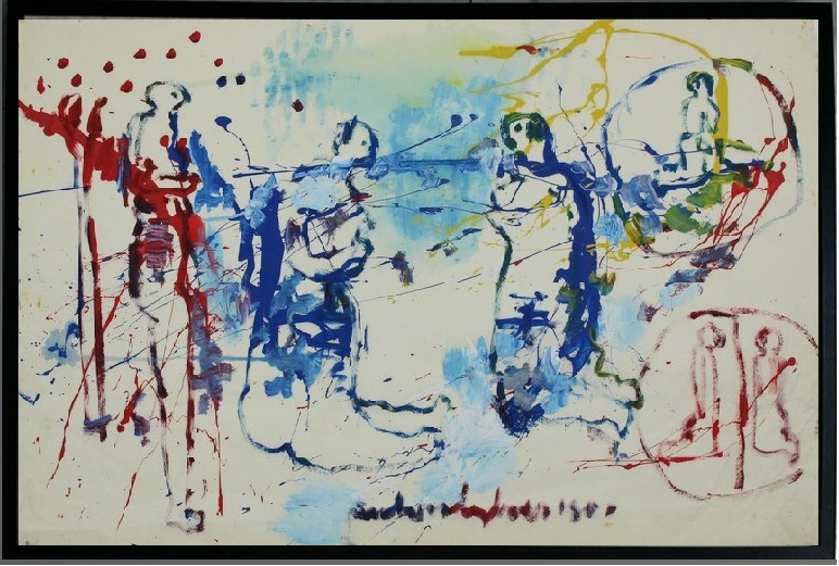 Anton Heyboer - Anton Heyboer - aqaurel op papier 1980 verkocht voor € 250!