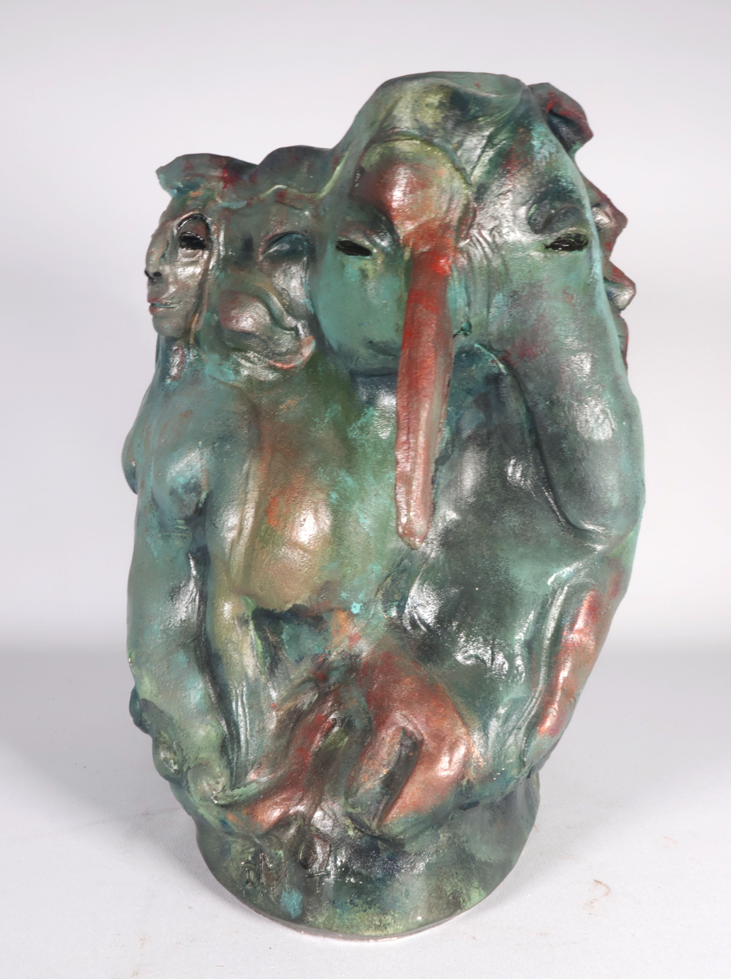 Franca Muller Jabusch - Beschilderd keramiek, Sculptuur met vrouw en vogel kopen? Bied vanaf 50!