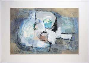 Theo Reusing - Acryl op papier, Memory - Ingelijst verkocht voor € 40!
