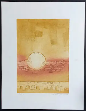 Jan Montyn - Zonnestad, aquatint ets kopen? Bied vanaf 125!