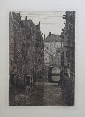 Wijnand Otto Jan Nieuwenkamp - Twee etsen met Amsterdamse stadsgezichten kopen? Bied vanaf 40!