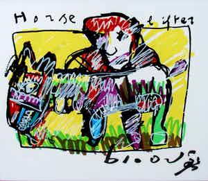 Herman Brood - Ingelijste zeefdruk: horse lifter - 1995 (nette lijst!) verkocht voor € 260!