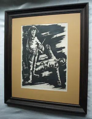 Ber Mengels - Grote ingelijste ets, Zou ik mijn broeders hoeder zijn? – 1965 – nr. 2 van 10. kopen? Bied vanaf 150!