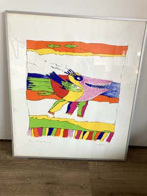 Maggi Giles - Kleurenlitho ‘Kees op stap’ verkocht voor € 70!
