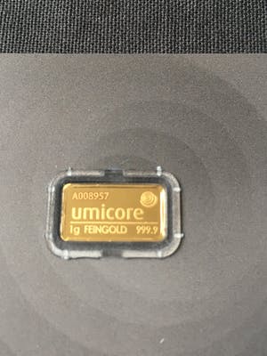 24K Goud - 1 gram fijngouden bullion Umicore kopen? Bied vanaf 37!