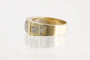 103- Vintage SEVENTIES bicolor 18Krt FANTASIE heren ring kopen? Bied vanaf 270!