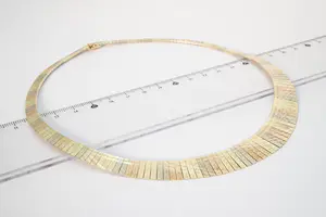 01- Fraai & sierlijk 14 krt gouden tricolor Halssieraad / Choker- gekeurd kopen? Bied vanaf 960!