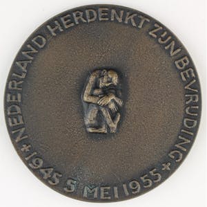 Johannes Jacobus Petri - Bronzen penning: Tien jaar Bevrijding, 1955 kopen? Bied vanaf 60!