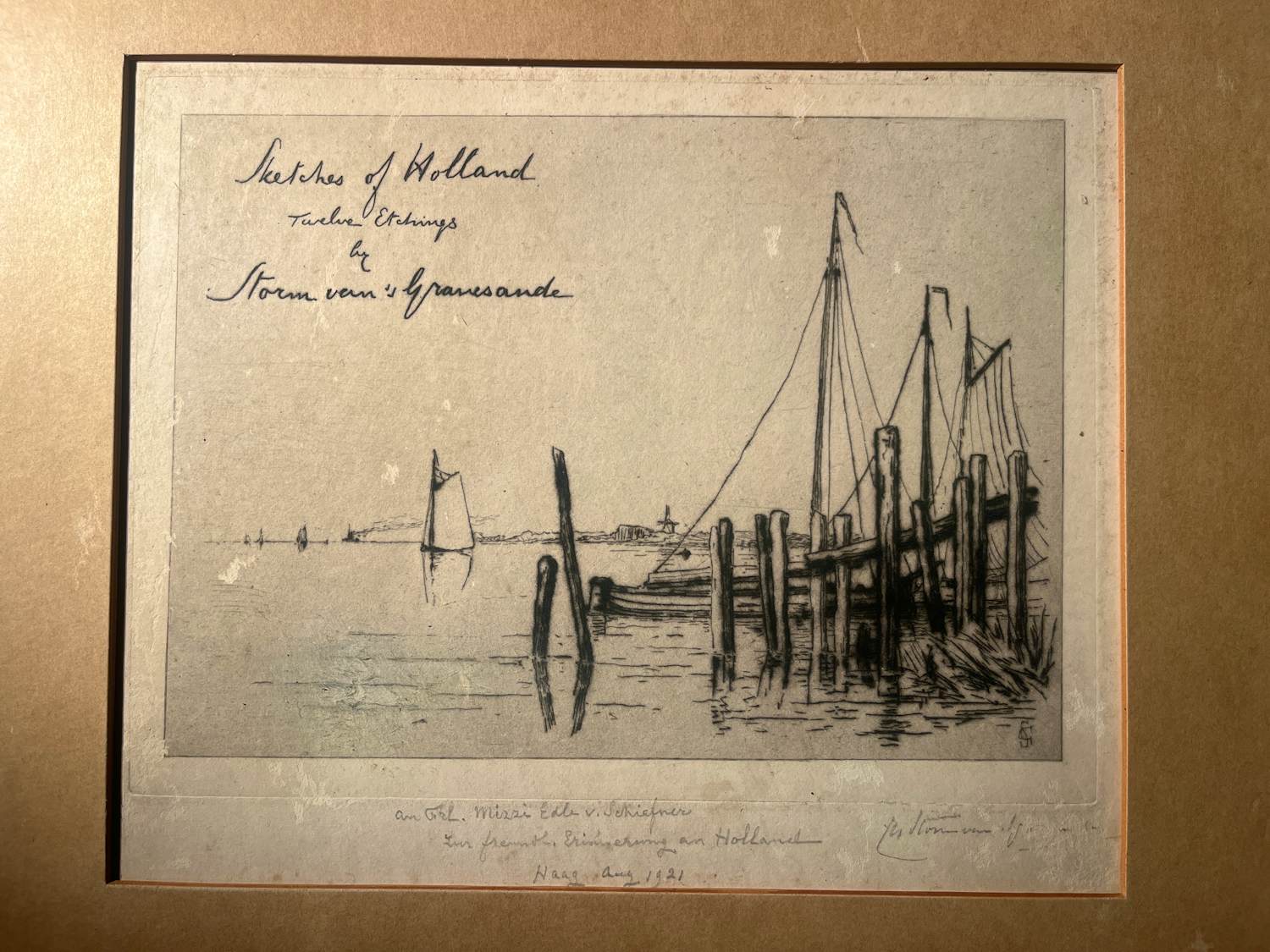 Carel Nicolaas Storm van 's-Gravesande - Ets, zee (of meer) met boot aan wal Den Haag 1921 kopen? Bied vanaf 30!