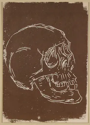 Markus Lüpertz - Linosnede uit de portfolio Skull - Ingelijst kopen? Bied vanaf 1!