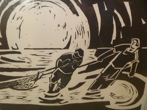 Harry Lips - afgeprijsd : De Visser - Lithografie - Handgesigneerd - 1978 kopen? Bied vanaf 49!