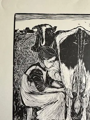 Jan Mankes - Houtsnede Koemelkster kopen? Bied vanaf 225!