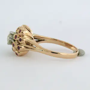 Retro -18k gouden ring met centraal Bolsjewiek tot. 0.40ct en robijn verneuille kopen? Bied vanaf 600!