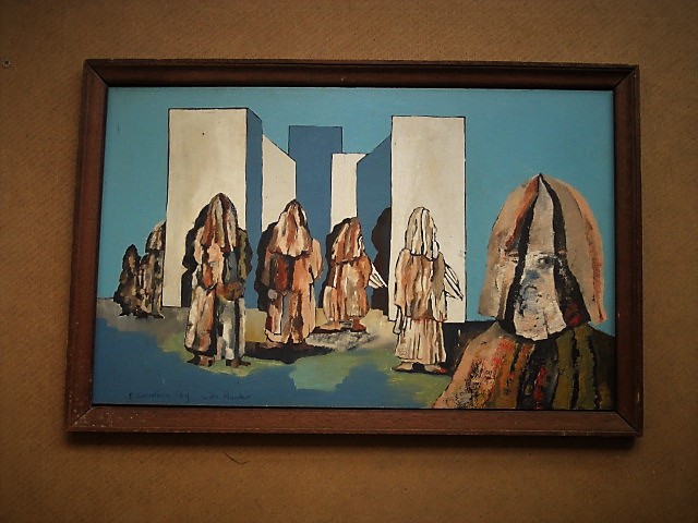 Ruud Cornelisse - Post Cobra Surrealisme olieverf 1969 "Witte Theater" gesigneerd  kopen? Bied vanaf 1!