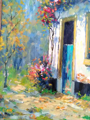 Niet of onleesbaar gesigneerd - G. van Donk, 'Zomers huis', hand gesigneerd kopen? Bied vanaf 1!