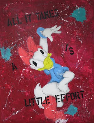 Don Ken - Gemengde techniek op doek, All it takes is a little effort (Zeer groot) kopen? Bied vanaf 1!