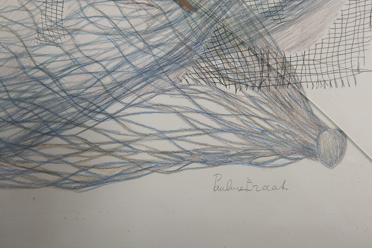 Pauline Braat - Compositie 2 - Kleurpotlood op papier - gesigneerd r.o. - BKR Den Haag - 1977 kopen? Bied vanaf 10!