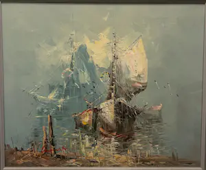 Onbekend - Cunningham (20e eeuw), Schip, olieverf op doek, gesigneerd kopen? Bied vanaf 85!