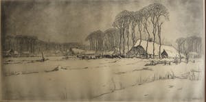 Toon de Jong - Winterlandschap bij het Zevenend met boerderijen bij Laren kopen? Bied vanaf 25!