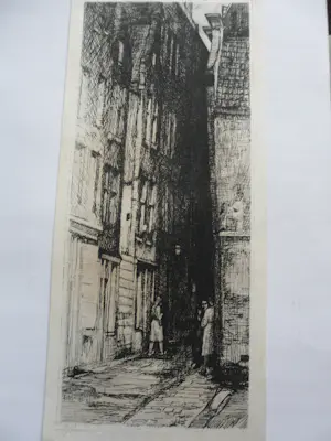 Albert Neuhuys - Langwerpige Ets uit 1935 "Prostituees aan de Schiedamschedijk Rotterdam" gesign. kopen? Bied vanaf 25!