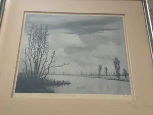Dirk Harting - Waterlandschap met bomen kopen? Bied vanaf 30!