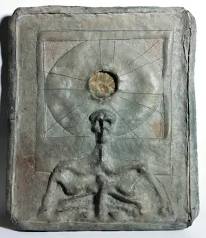 Pieter Kortekaas - Wandobject/reliëf van zink en koper op hout, Seance kopen? Bied vanaf 150!