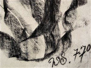 Karel Slingervoet - Grote Expressieve Houtskooltekening van Haarlemse Materieschilder en Collagist kopen? Bied vanaf 10!