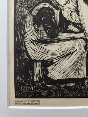 Jan Mankes - Melkster. Ingelijst. Houtsnede. kopen? Bied vanaf 179!