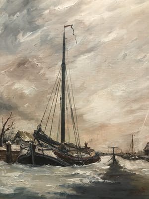 Niet of onleesbaar gesigneerd - H. Van Geffen (20e eeuw) - Riviergezicht kopen? Bied vanaf 1!