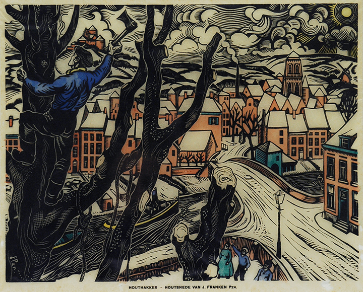 Jan Pzn. Franken - Westkapelle, kleurenhoutsnede, 1926 verkocht voor € 45!