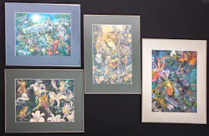 Carina Maesser - Aquarel, Lot van vier werken - Ingelijst kopen? Bied vanaf 80!