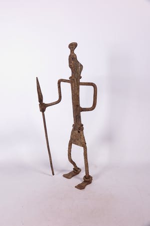 Fon - Zeldzaam beeld van ijzer, Strijder met een speer en een kapmes kopen? Bied vanaf 1!
