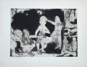 Jacqueline de Jong - Ets: 'Compositie met figuren' kopen? Bied vanaf 50!