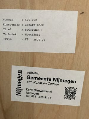 Gerard Koek - Spotting I - ZEER GROOT - met massief eiken lijst - 1985 kopen? Bied vanaf 300!