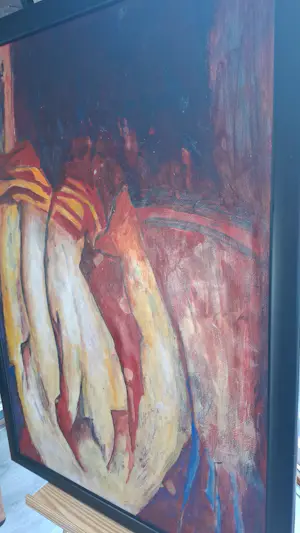 Kees van de Wal - Omhoog naar het licht" - Groot abstract werk in baklijst - 105 x 75 cm kopen? Bied vanaf 450!