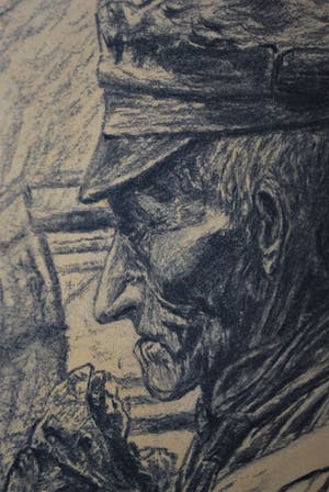 Frederik Adolf Tepe - krijttekening: boer met pet kopen? Bied vanaf 25!