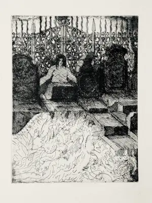 Peter Ackermann - Weiblicher Akt auf Friedhof. Original Ätz-Radierung 1971 kopen? Bied vanaf 85!