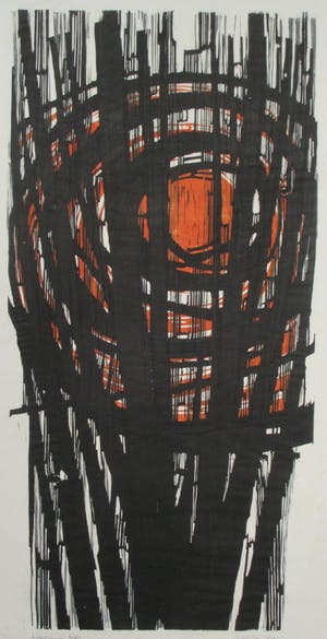 Akke Sins - Houtsnede "Ondergaande zon II" kleine oplage kopen? Bied vanaf 60!