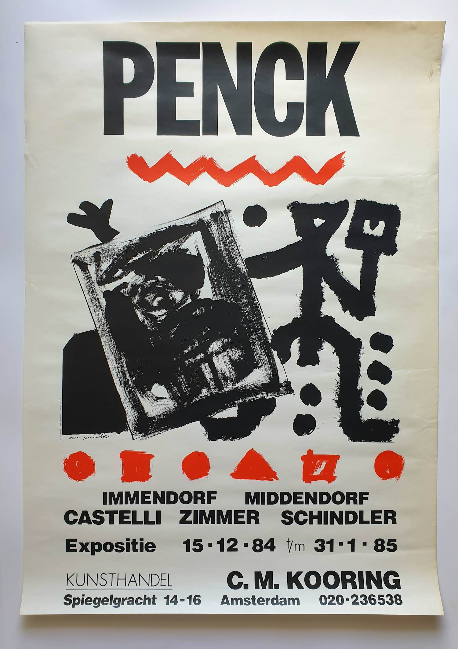 A.R. Penck - 3 x aankondigingsaffiches - 2 x Penck en 1 x Klaus Staeck - 1984, 1976 en 1982 verkocht voor € 30!