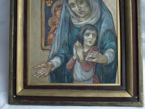 Klaas Pijlman - Ingelijste gouache , “Madonna en Kind” – 1993 kopen? Bied vanaf 1!