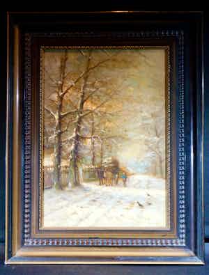 Niet of onleesbaar gesigneerd - winter landschap met boerenwagen verkocht voor € 1!