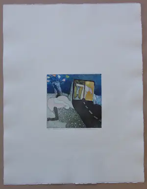 Michel van Overbeeke - ALWAYS AWAY II / KLEURETS + GOUDDRUK / 65x50cm / SIG / 1996 kopen? Bied vanaf 35!