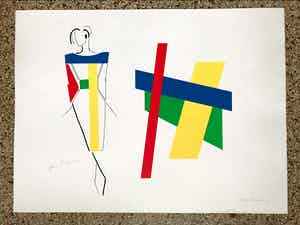 Bob Bonies - & Frans Molenaar: Abstracte compositie - Modeontwerp 2x handgesigneerd 1989 verkocht voor € 100!