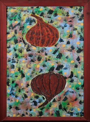 Bob Negryn - Acryl op paneel, Uien - Ingelijst (Groot) kopen? Bied vanaf 150!