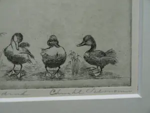 Christel Selmouni - Ingelijste ets , Drie eendjes , Kwik, Kwek & Kwak kopen? Bied vanaf 1!