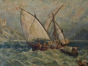 Niet of onleesbaar gesigneerd - Olieverf op doek , “Zeegezicht” – ingelijst , 69 x 89 cm kopen? Bied vanaf 10!