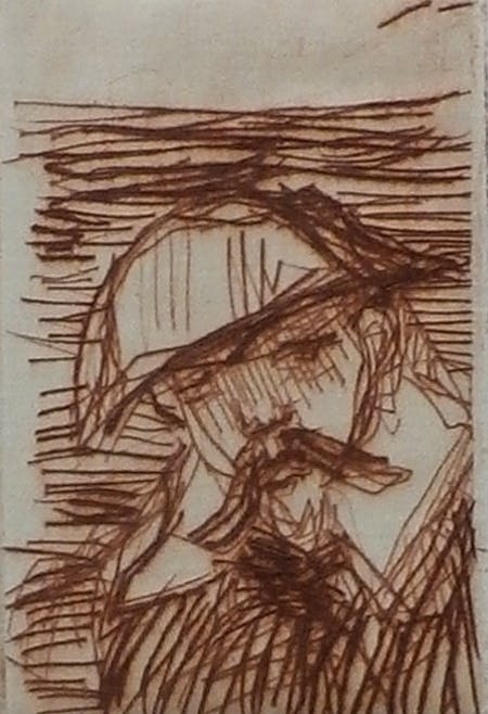 Dirkje Kuik - kleine ets in passepartout. kopen? Bied vanaf 45!