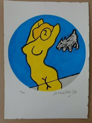 Corneille - TYPISCHE FIGURATIE / KLEURLITHO / 30x21cm / SIG / 1994 kopen? Bied vanaf 65!