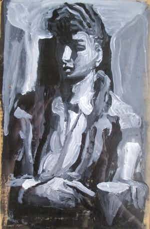 Maarten Verhaak - Ingelijst schilderij "Dagboek blz. 55" verkocht voor € 50!