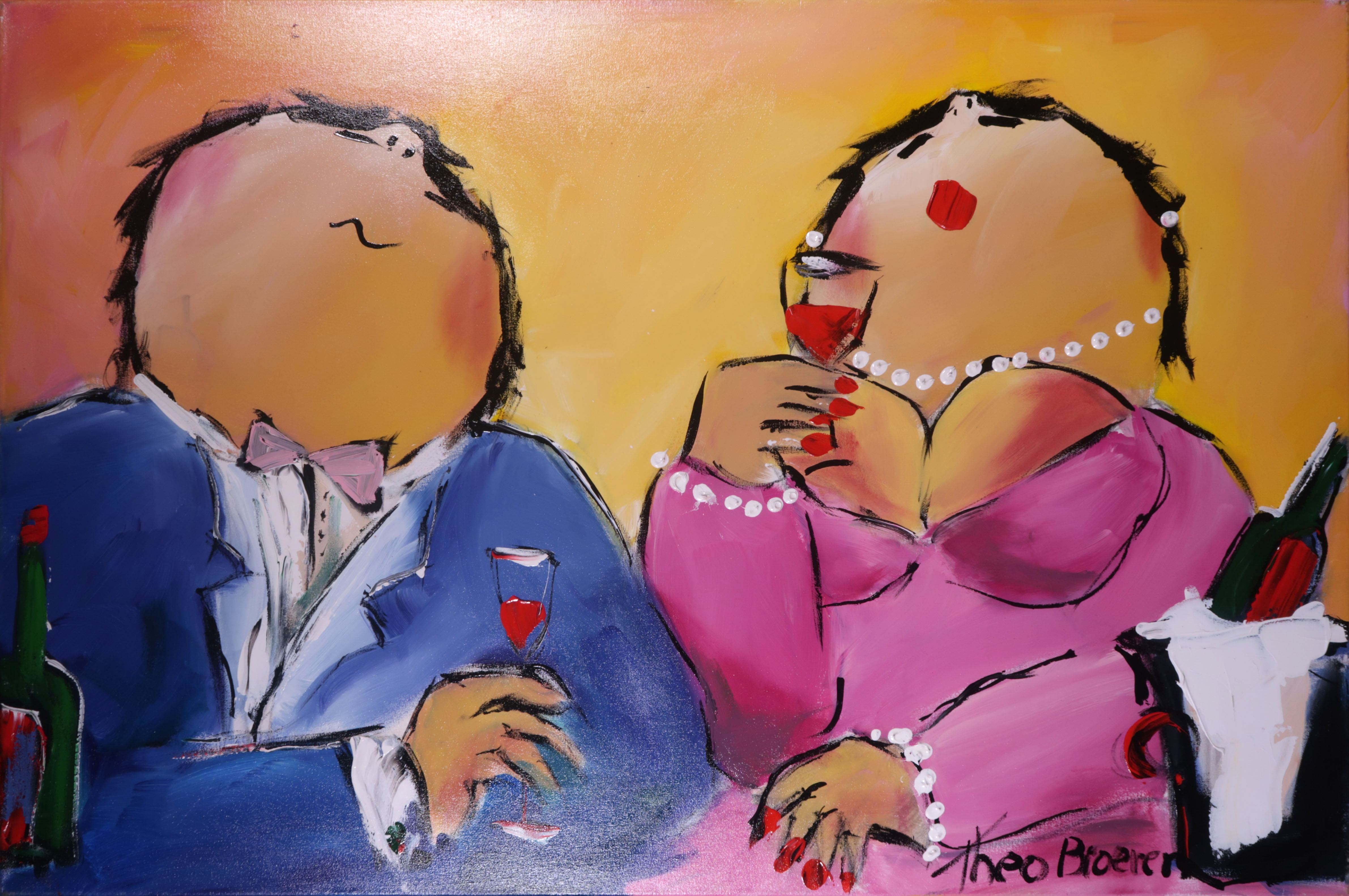 Theo Broeren - Acryl op doek, Red Red Wine 2 (Groot) verkocht voor € 150!